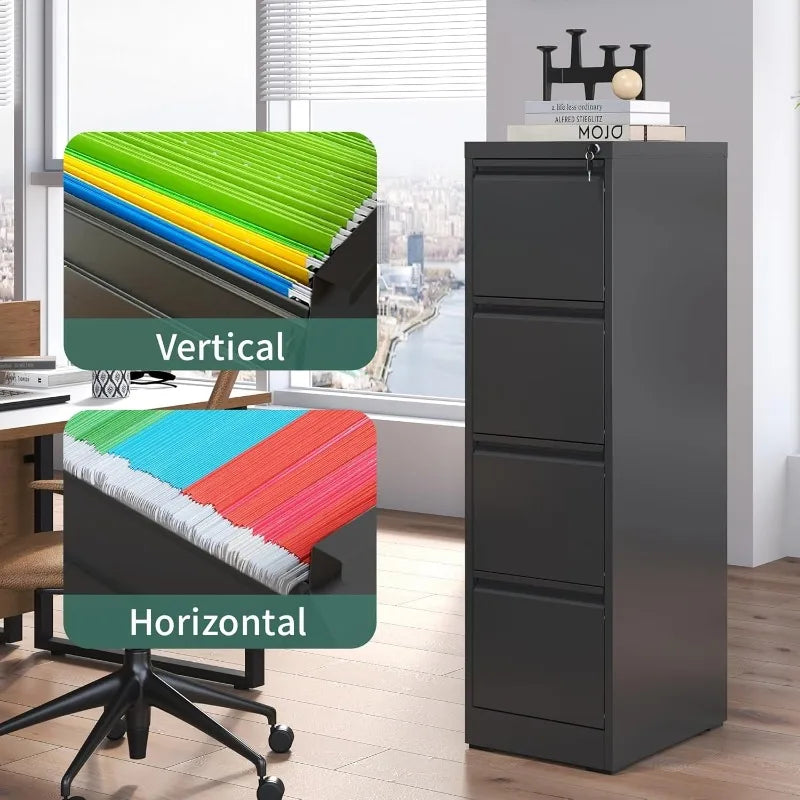 4 Drawer Vertical File Cabinet, Heavy Duty File Storage