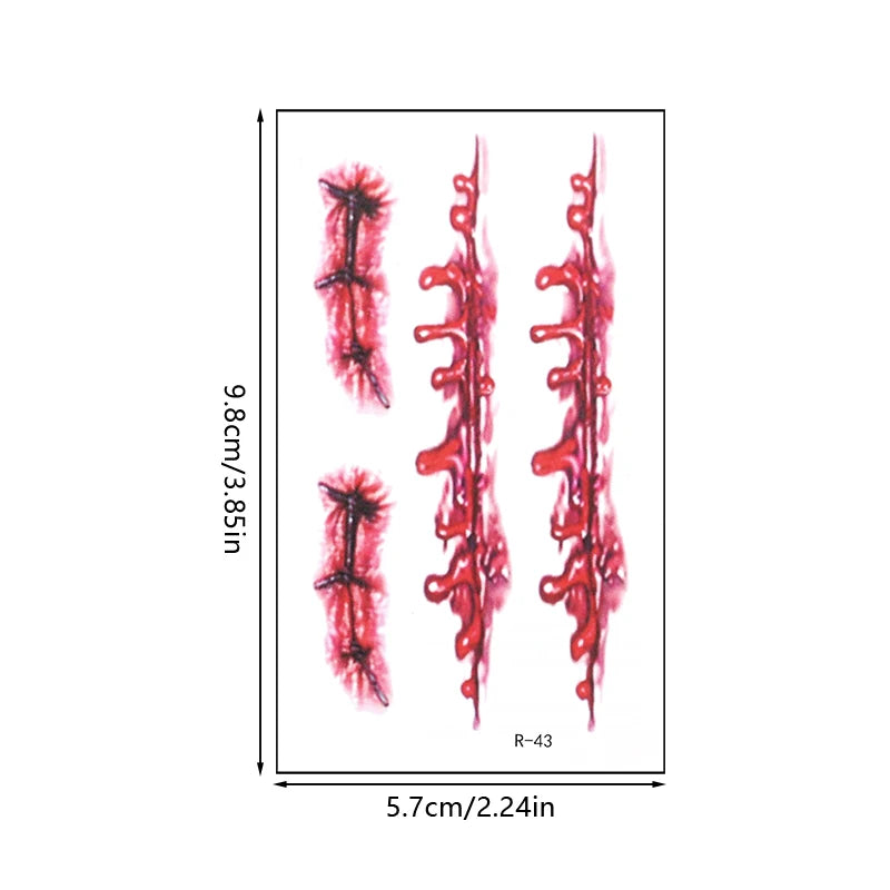 30Pcs Zombie Vampire Tattoo Stickers Realistic Fake Bloody Wound for Halloween Party Decoration