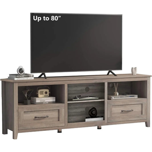 Grey TV Stand with Cabinet and Drawers