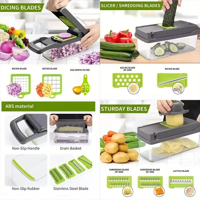 Vegetable Cutter Multifunctional Kitchen Tool, 5-in-1 Food Chopper