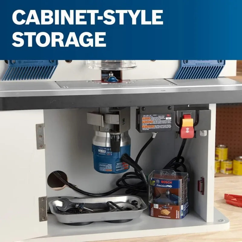 Benchtop Laminated MDF Top Cabinet Style Router Table with 2 Dust Collection Ports