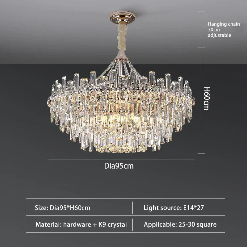 Crystal LED Modern Pendant Light Living Room Luxury Villa Bedroom Dining Room Lighting Home Decoration New Pendant Chandelier