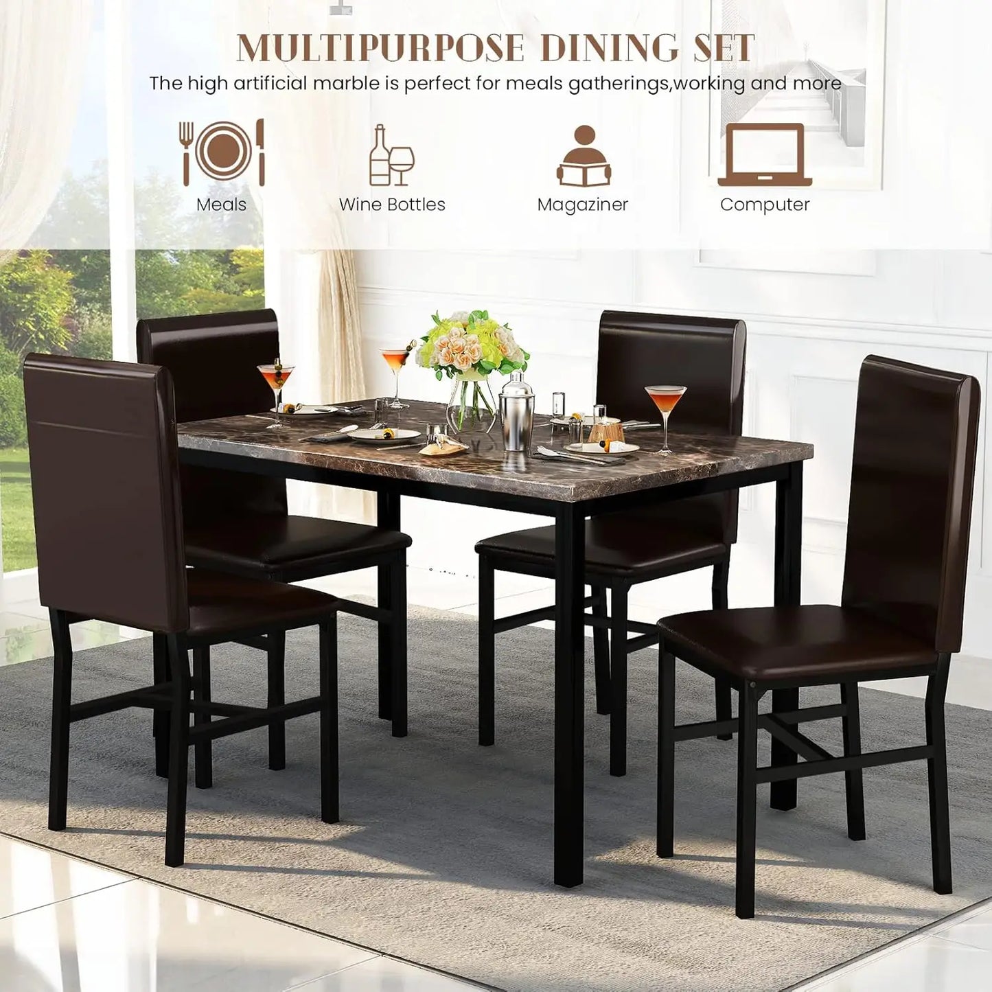 Dining Table Set for 4, Modern