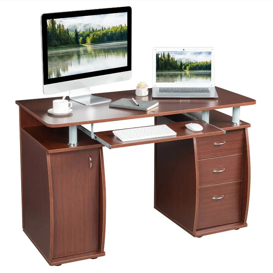MDF Portable 1pc Door with 3pcs Drawers Computer Desk