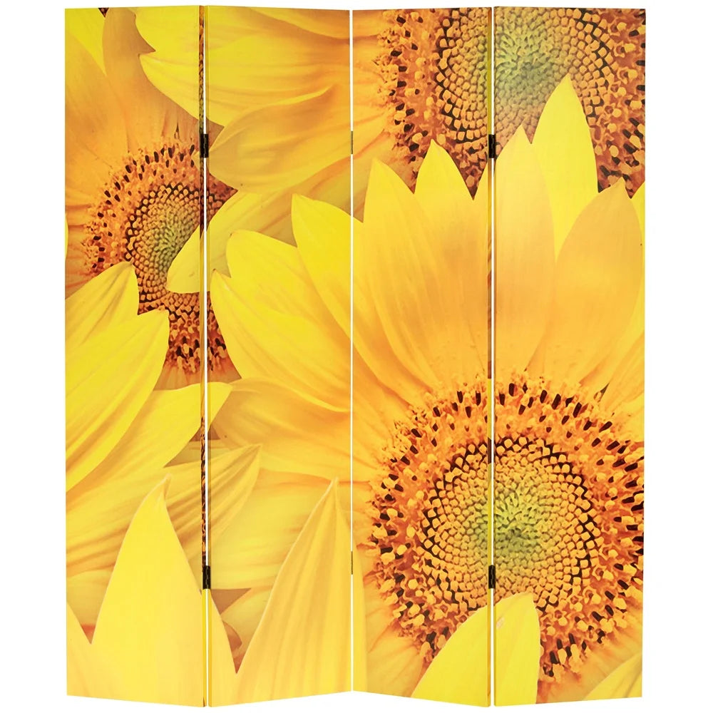 Tall Sunflowers Canvas Room Divider, 4 Panel Foldable, Lightweight Screen Partition