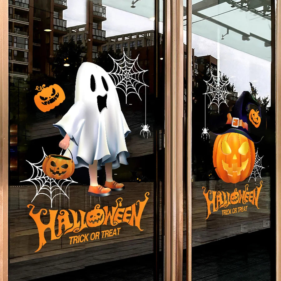 2 Pieces of 45Cm*60Cm Halloween Window Stickers Ghost Pumpkin Glass Decals