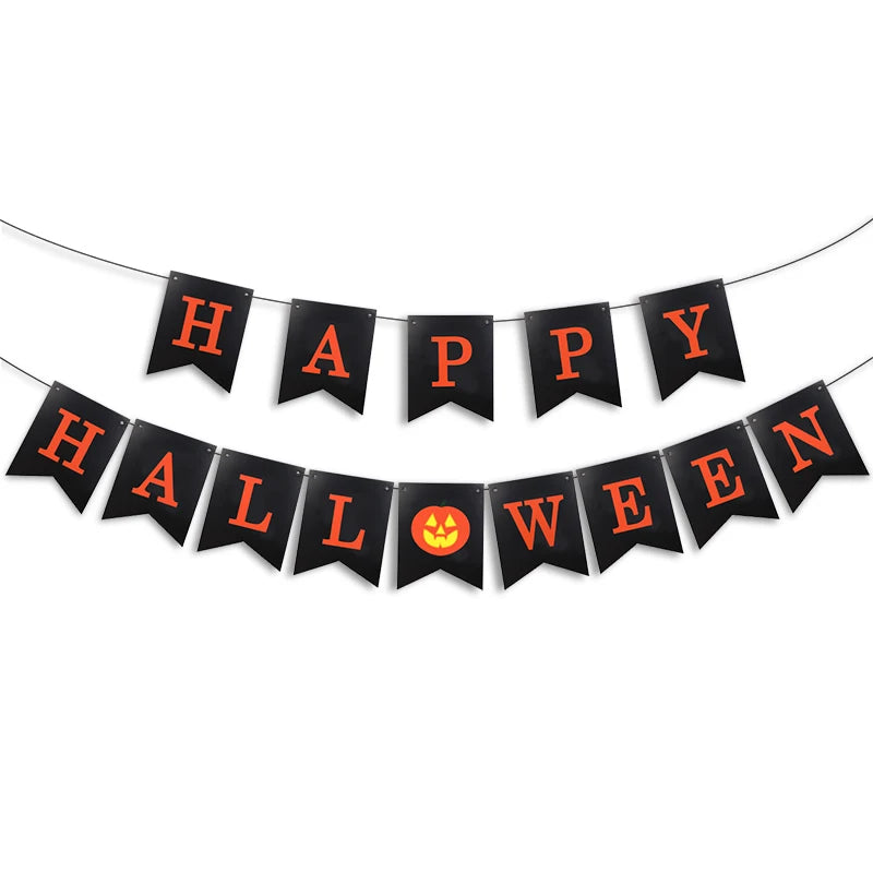 Halloween Party Banner Hanging Pendants Paper Garland Trick or Treat Happy Halloween Decoration