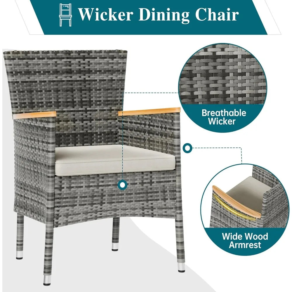 7 Pieces Wicker Patio Dining Set