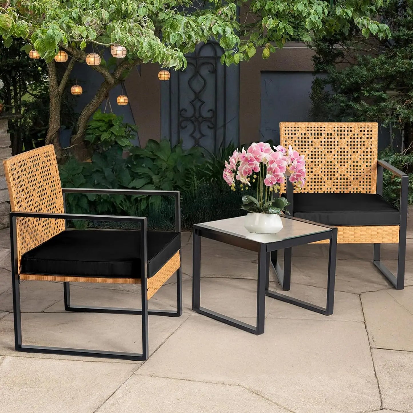 3 Piece Outdoor Wicker Bistro Set
