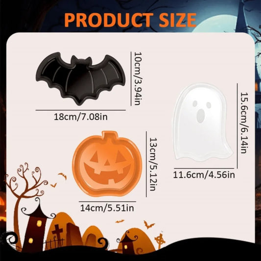 Halloween Party Candy Dish, Cute Pumpkin Bat Ghost Food Tray, Dessert Snack Fruit Platter, Halloween Home Party Decorations