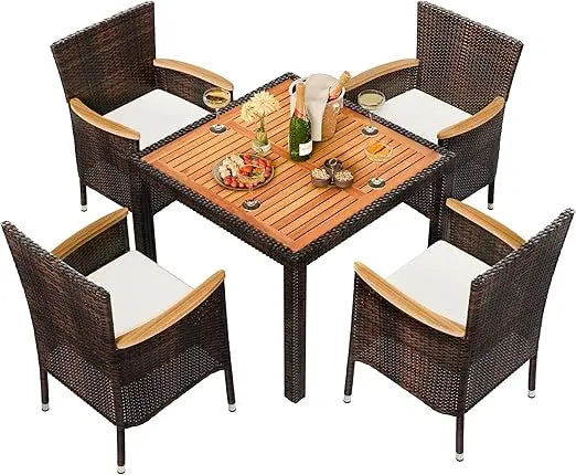 7 Pieces Wicker Patio Dining Set