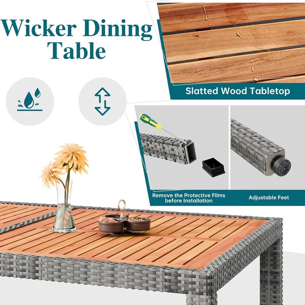 7 Pieces Wicker Patio Dining Set