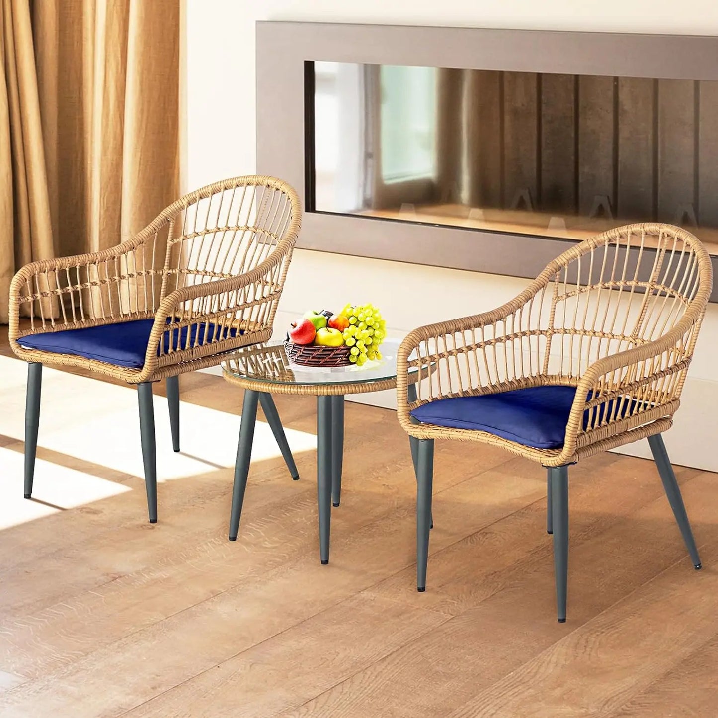 3 Piece Outdoor Wicker Bistro Set