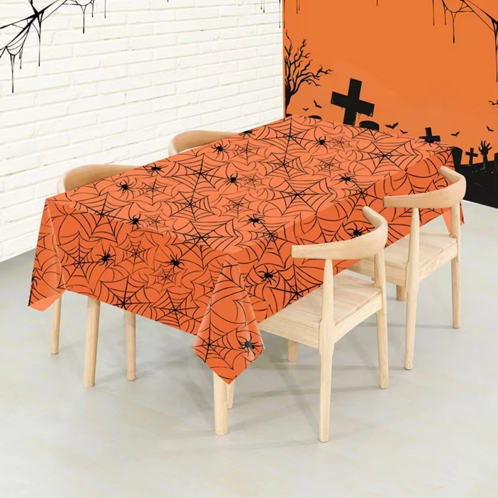 1Pcs Halloween Skeleton Pumpkin Spider Tablecloth Party Decoration