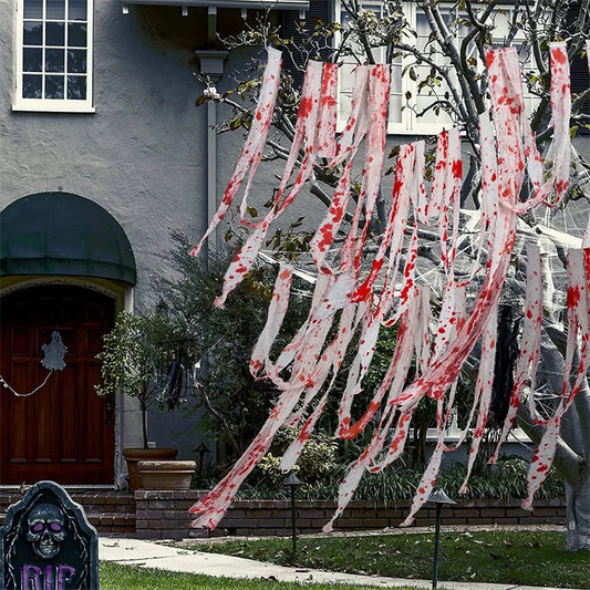 3m/5m Halloween Bloody Gauze Bandage Warning Isolation Horror Props For Halloween Party Decoration