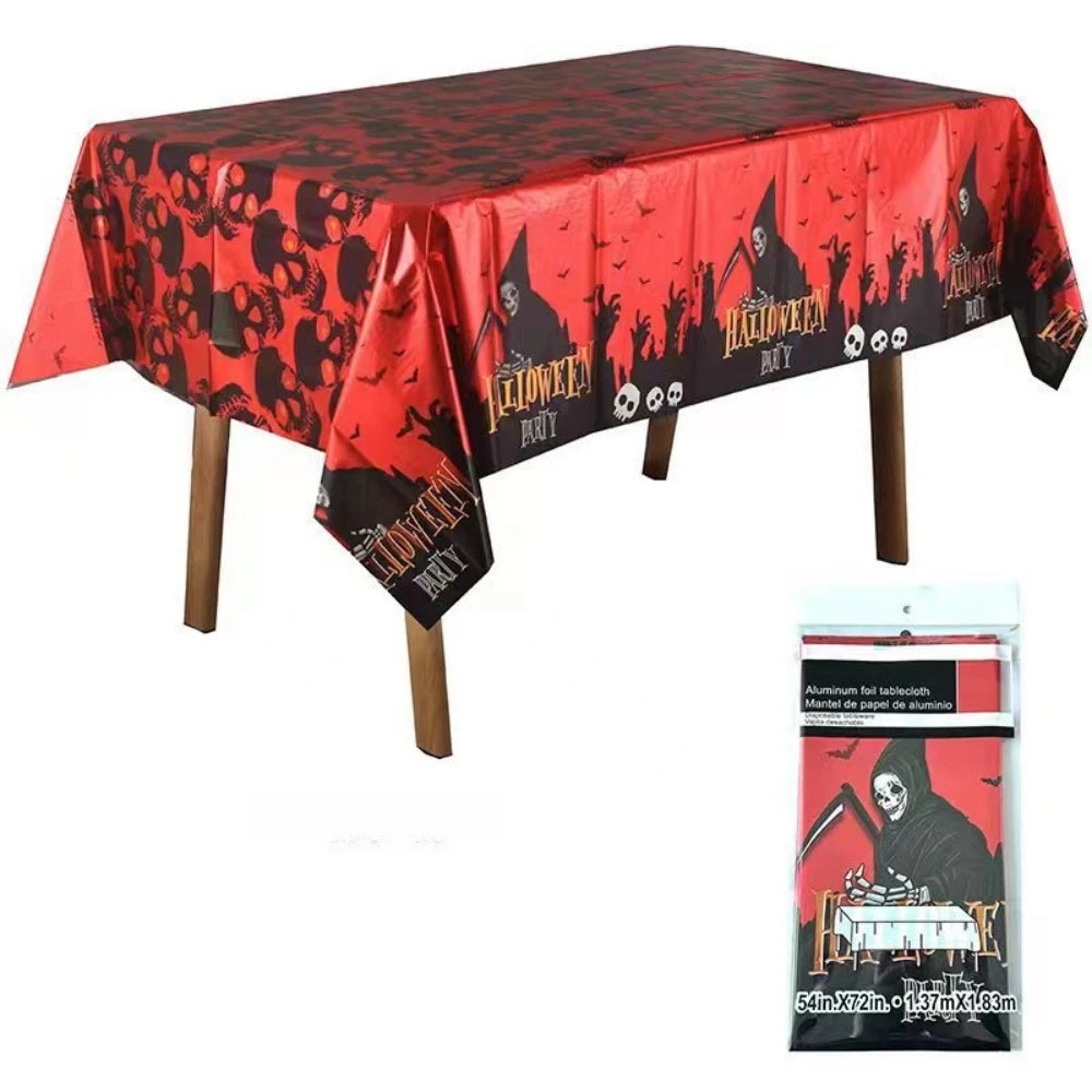 1Pcs Halloween Skeleton Pumpkin Spider Tablecloth Party Decoration