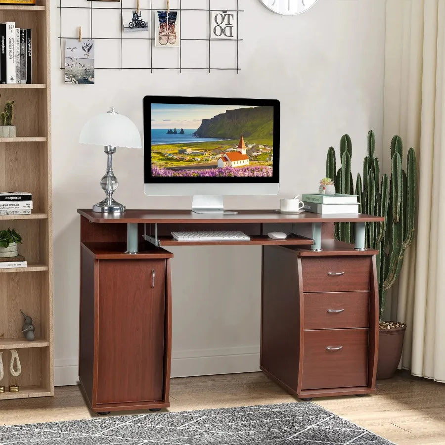 MDF Portable 1pc Door with 3pcs Drawers Computer Desk