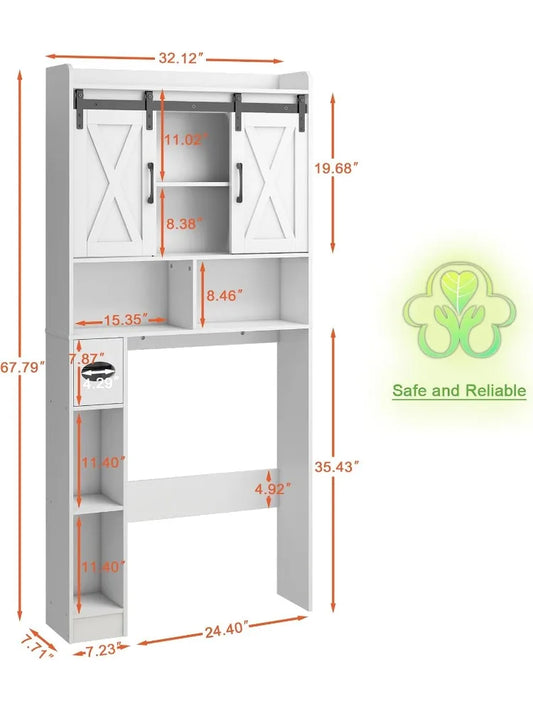 Storage Cabinet Over Toilet with Sliding Doors