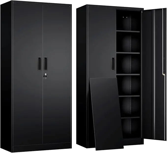 Metal Storage Cabinet with Lockable Doors and 5 Adjustable Shelves