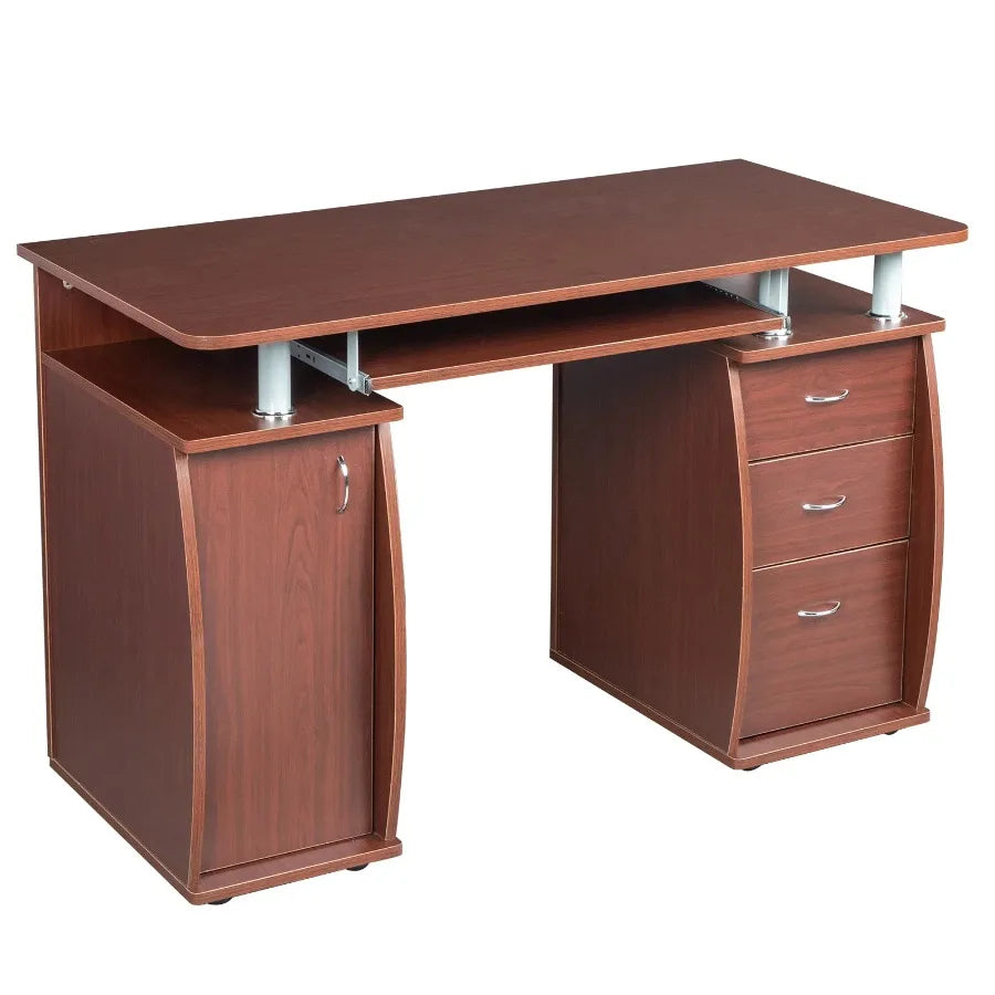 MDF Portable 1pc Door with 3pcs Drawers Computer Desk
