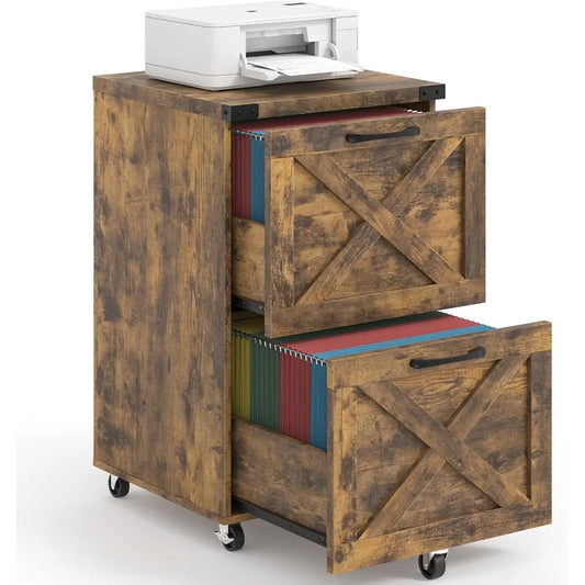 2 Drawer Vertical Filing Cabinet with Wheels, Under Desk Rolling File
