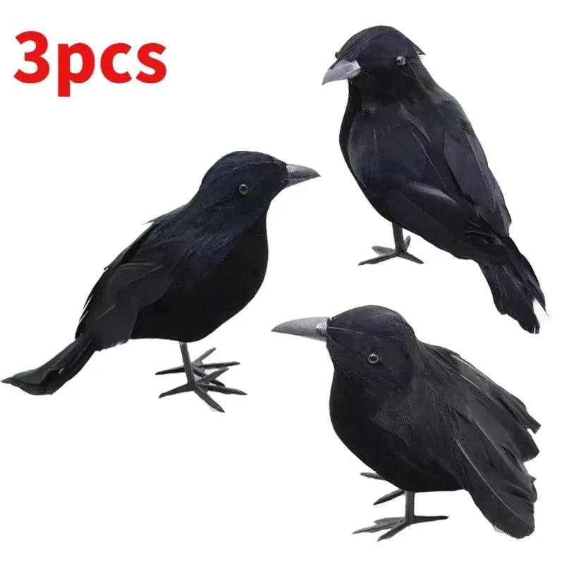 Realistic Artificial Crows Party Ornament Halloween Decorations 6pcs