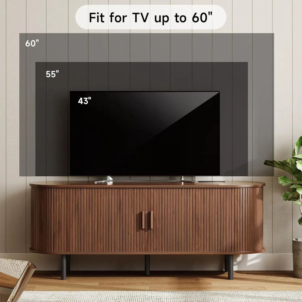 TV Stand with Power Outlet, Storage and Adjustable Shelves