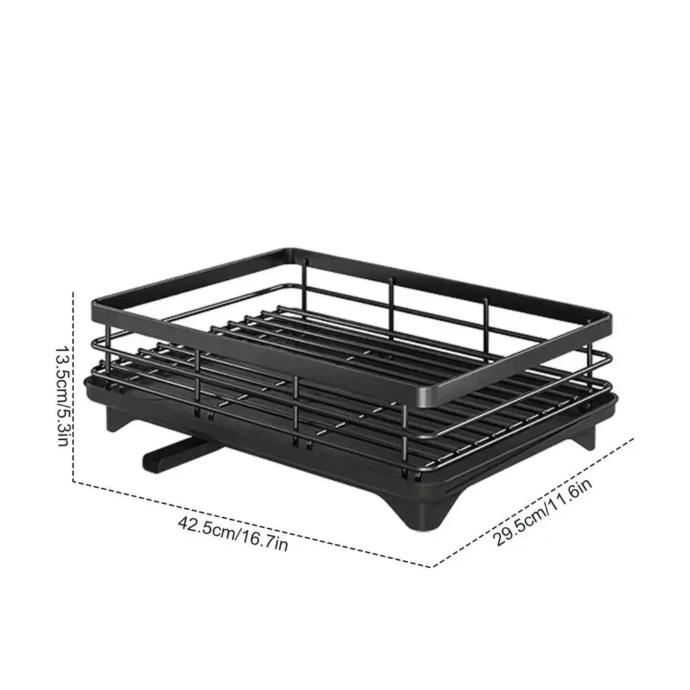 Bowl Rack - 2 Tier Dish Drainer Storage Adjustable Space Saving Organizer