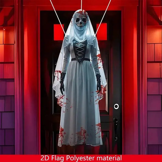 2D Halloween Horror Skull Bride Flag Indoor and Outdoor Decoration