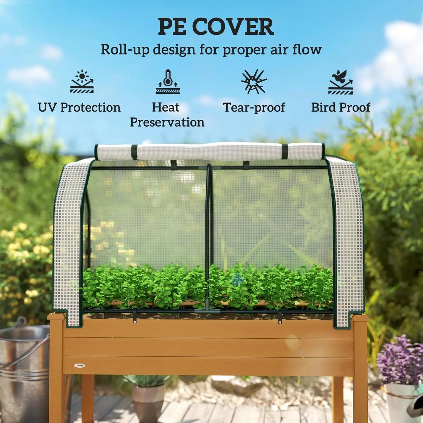 Raised Garden Bed with PE Greenhouse Cover