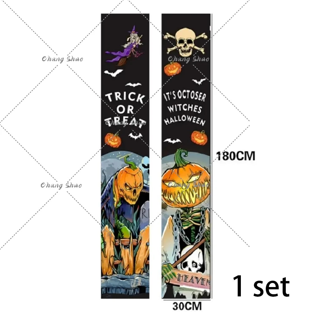 Halloween Hanging Door Curtain Banner Happy Halloween Decorations For Home Trick Or Treat Horror Party Supplies