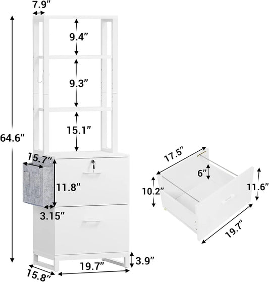 2 Drawer File Cabinet, Filing Cabinet with Lock fits