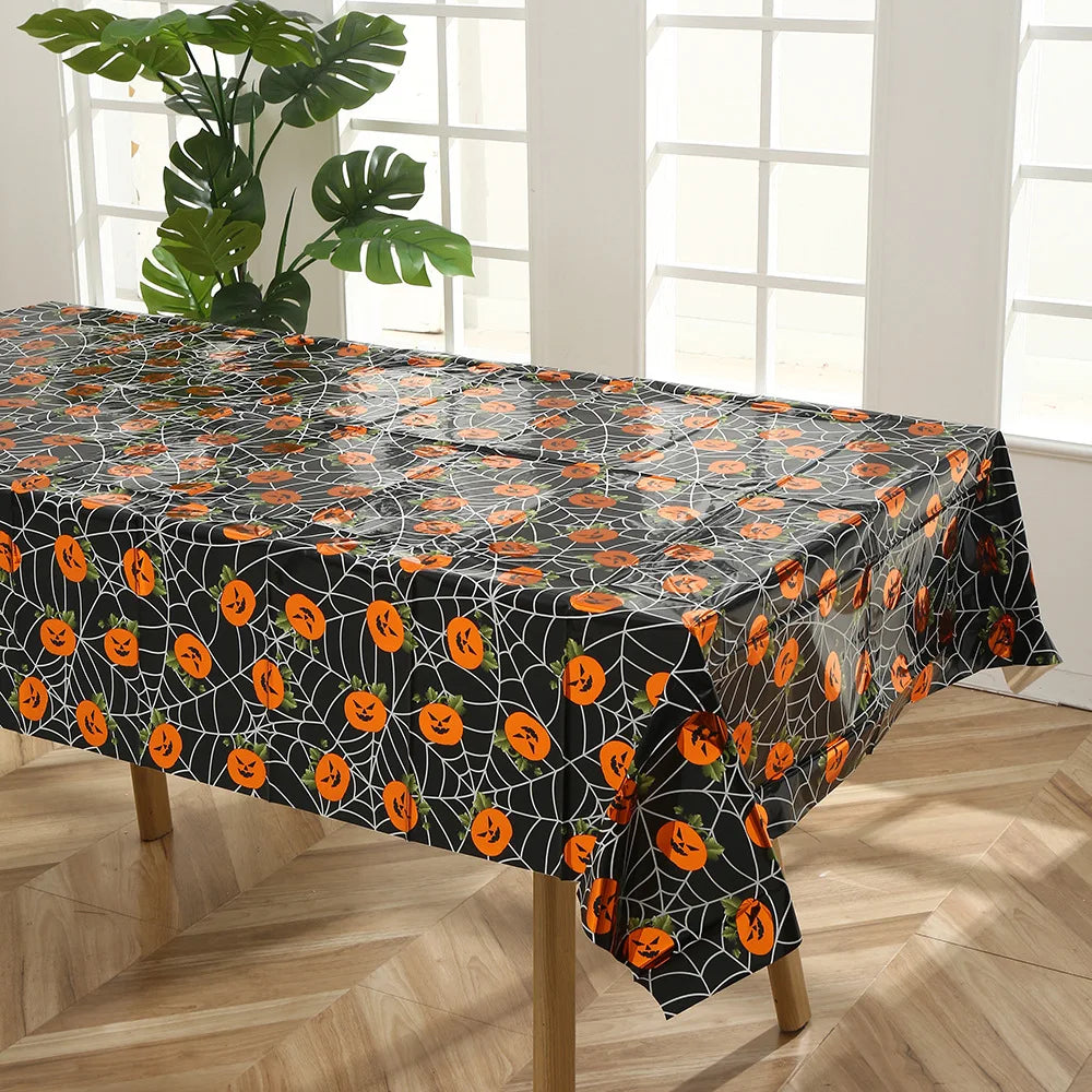 1Pcs Halloween Skeleton Pumpkin Spider Tablecloth Party Decoration