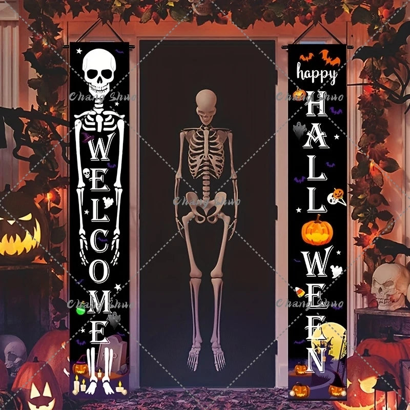 Halloween Hanging Door Curtain Banner Happy Halloween Decorations For Home Trick Or Treat Horror Party Supplies