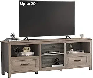 Grey TV Stand with Cabinet and Drawers