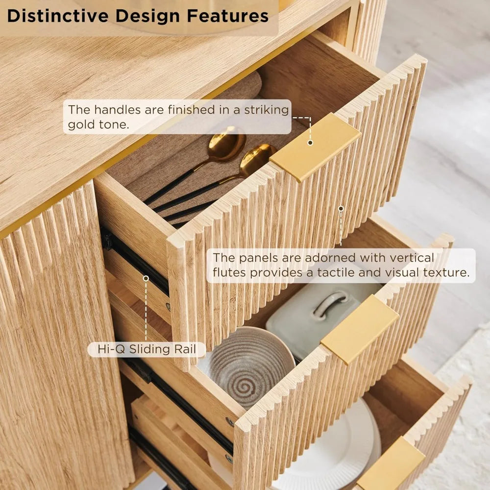 Fluted Sideboard Buffet Cabinet