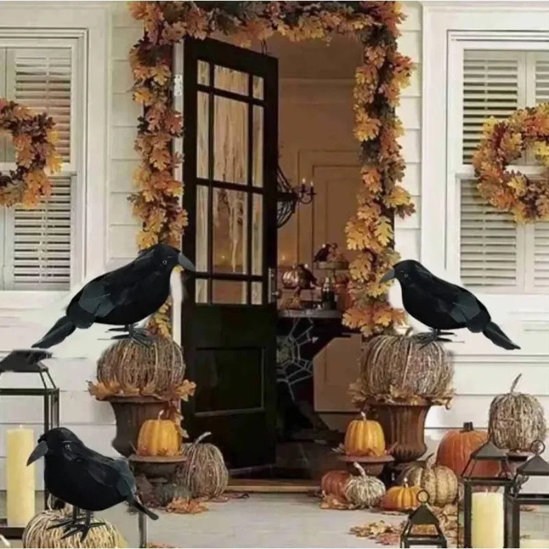 Realistic Artificial Crows Party Ornament Halloween Decorations 6pcs