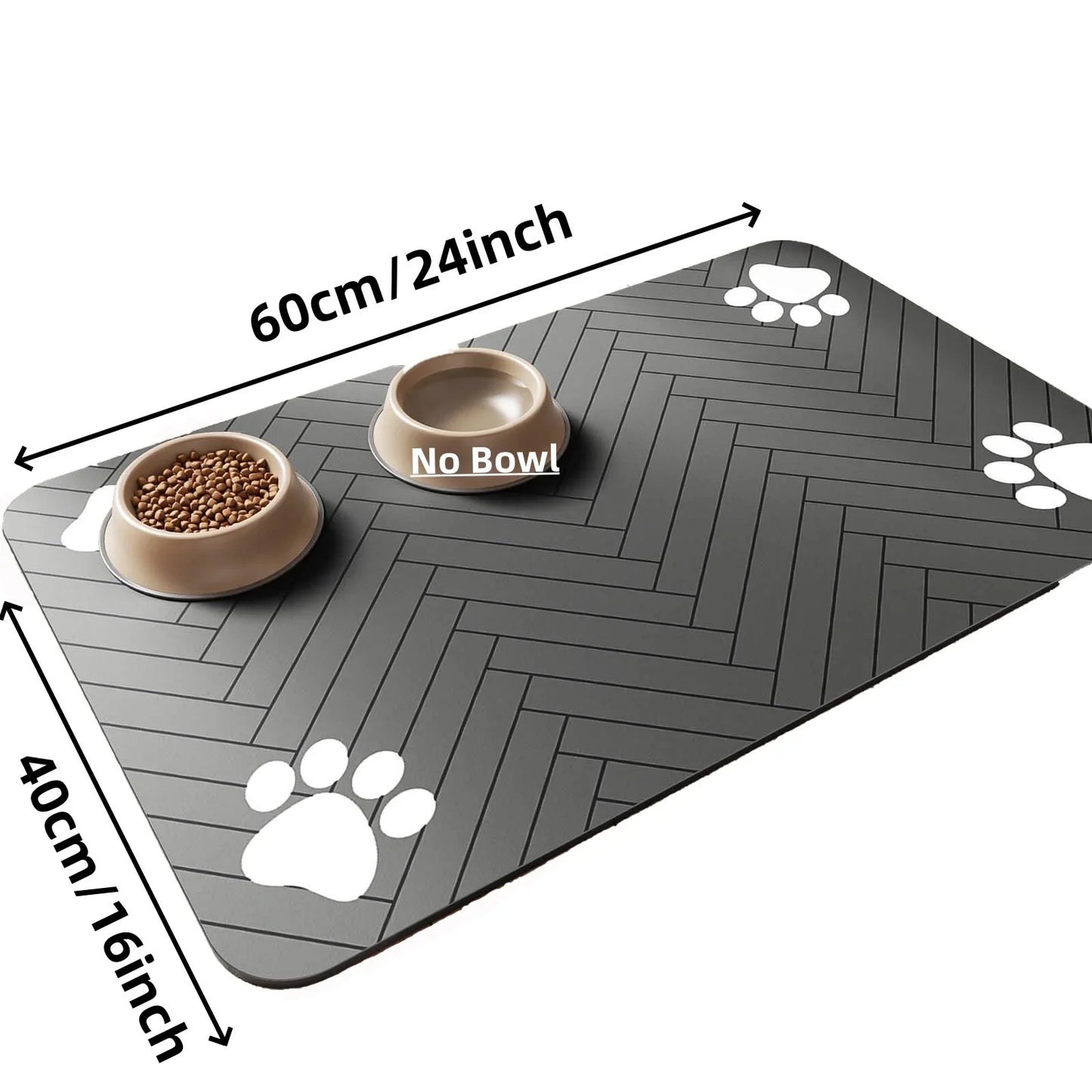 S、M、L Absorbent Pet Feeding Mat, Waterproof Placemat for Dog & Cat Food & Water Bowls, Quick-Dry Rubber Backing