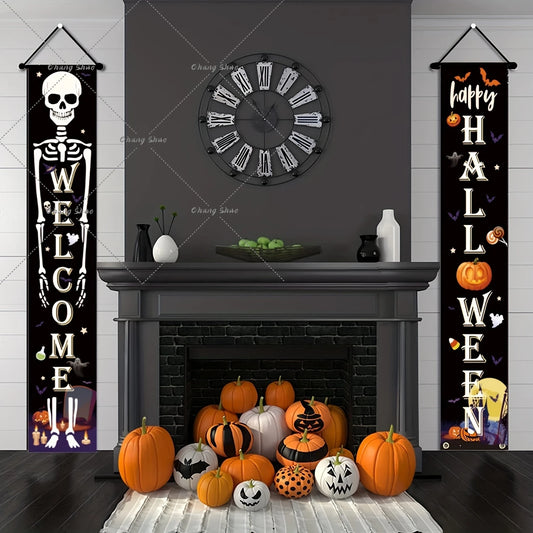 Halloween Hanging Door Curtain Banner Happy Halloween Decorations For Home Trick Or Treat Horror Party Supplies