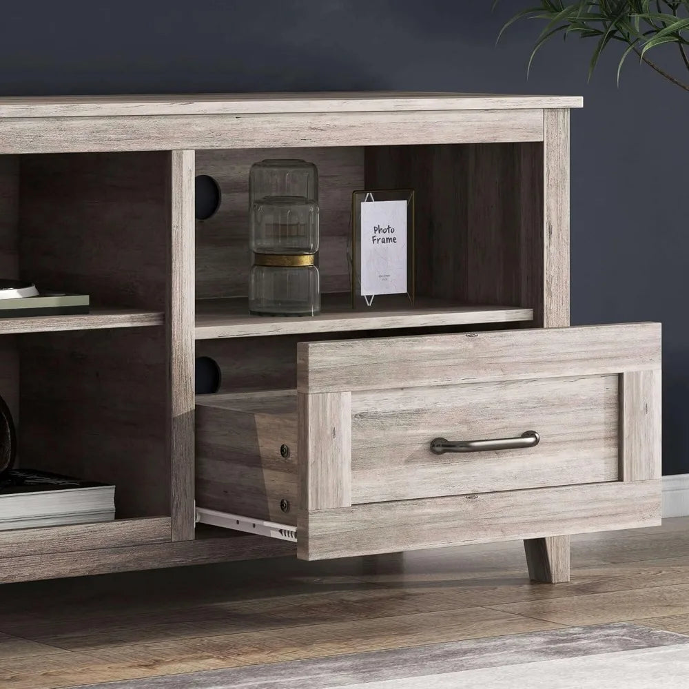 Grey TV Stand with Cabinet and Drawers