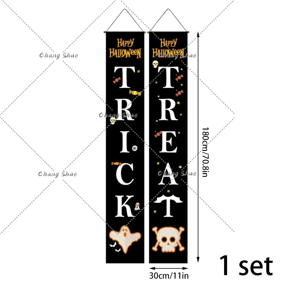 Halloween Hanging Door Curtain Banner Happy Halloween Decorations For Home Trick Or Treat Horror Party Supplies