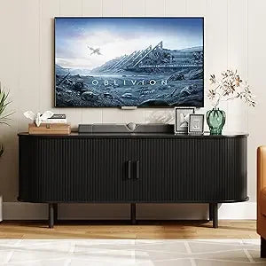 TV Stand with Power Outlet, Storage and Adjustable Shelves