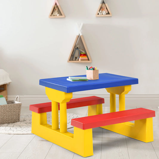 Kids Picnic Table Set W/Removable Umbrella