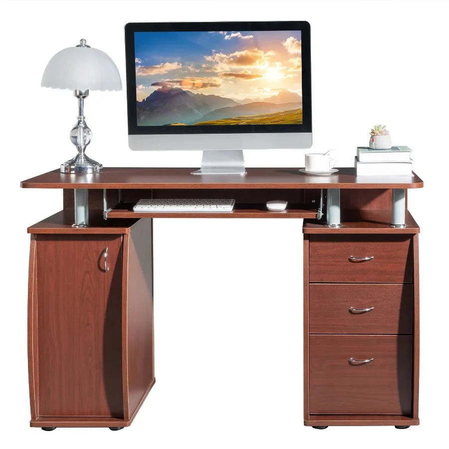 MDF Portable 1pc Door with 3pcs Drawers Computer Desk
