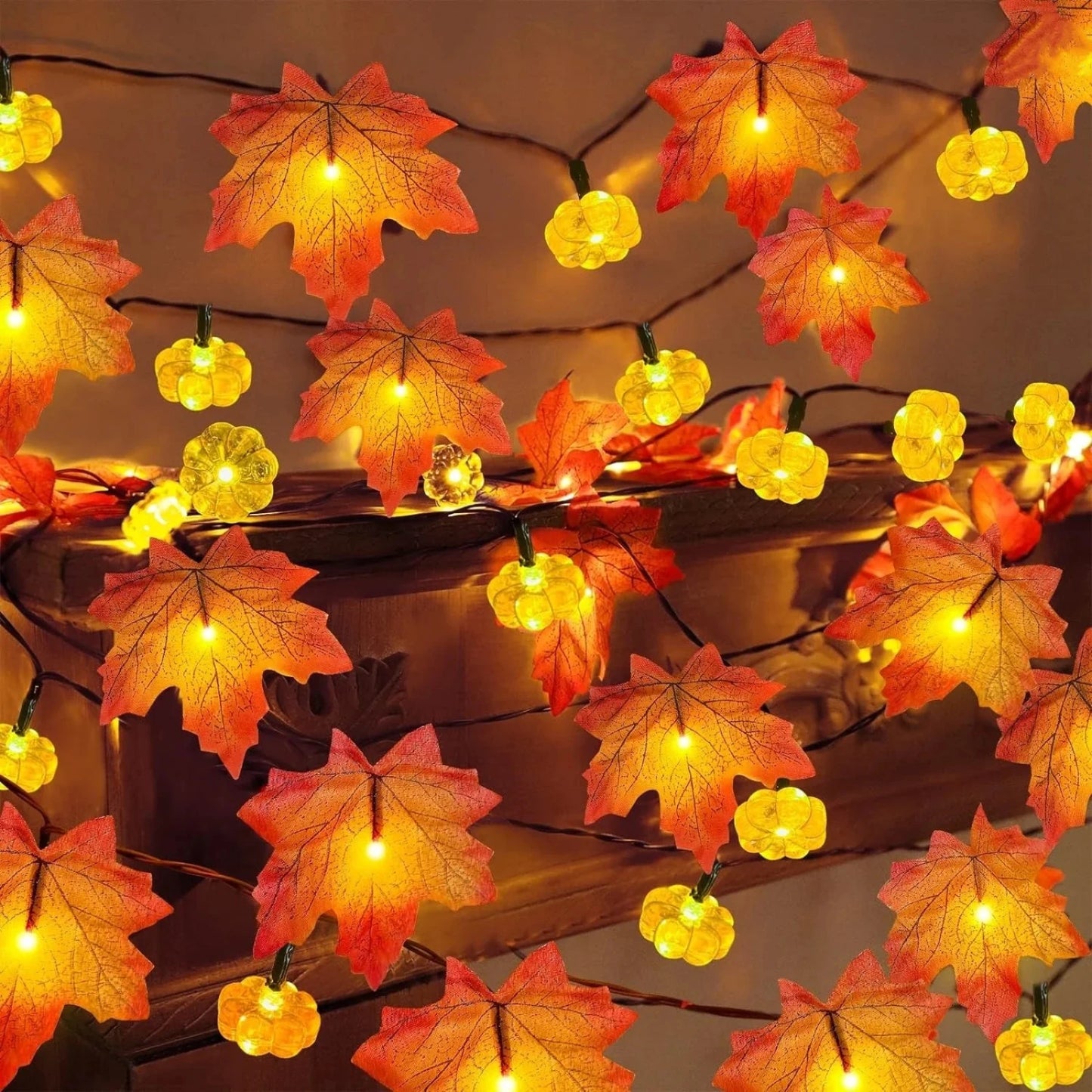 20ft 40 LED Maple Leaf Light String Party Decoration