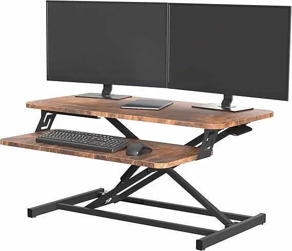Height Adjustable Stand Up Desk, Tabletop Dual Monitor Riser Workstation