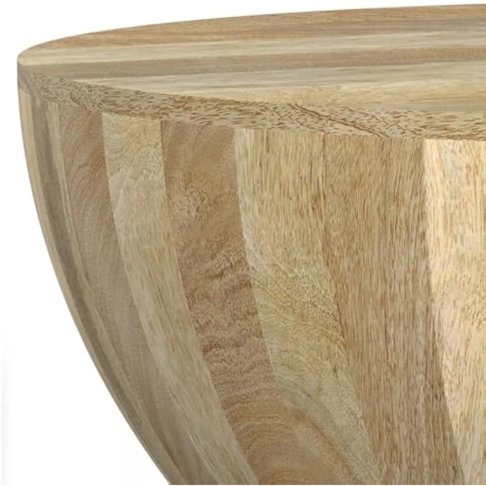 Coffee Table - solid Mango Wood Modern Round Cocktail Table