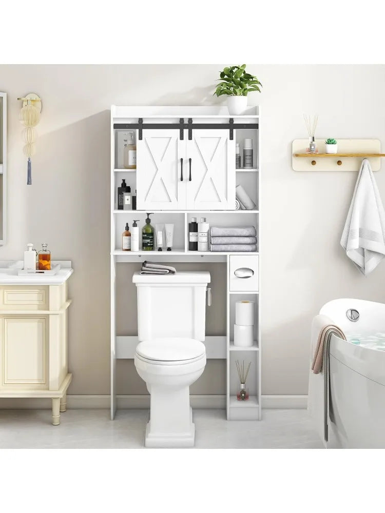 Storage Cabinet Over Toilet with Sliding Doors