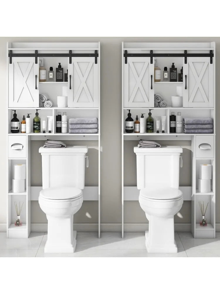 Storage Cabinet Over Toilet with Sliding Doors