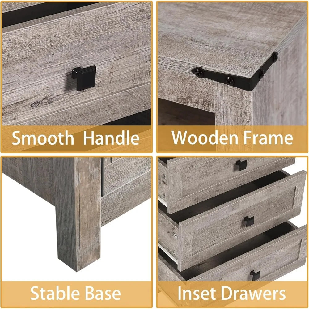 6 Drawer Dresser & 2 Nightstand Set for Bedroom